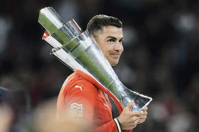 Cristiano Ronaldo smiles during a match