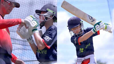 Ricky Ponting watches his son bat during a Washington Freedom net session.