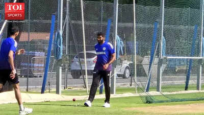 Jasprit Bumrah fine-tuning his bowling skills during a net session.