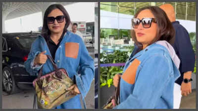 Rani Mukerji stuns at Mumbai airport with a denim outfit and a very expensive handbag
